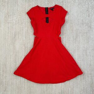 Material Girl Cutout Fit Flare Red Mini Dress XS